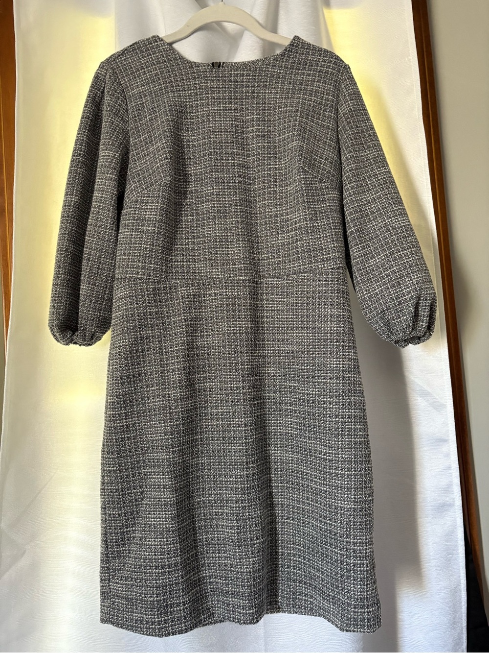 LOFT Gray Tweed Long-Sleeve Shift Dress